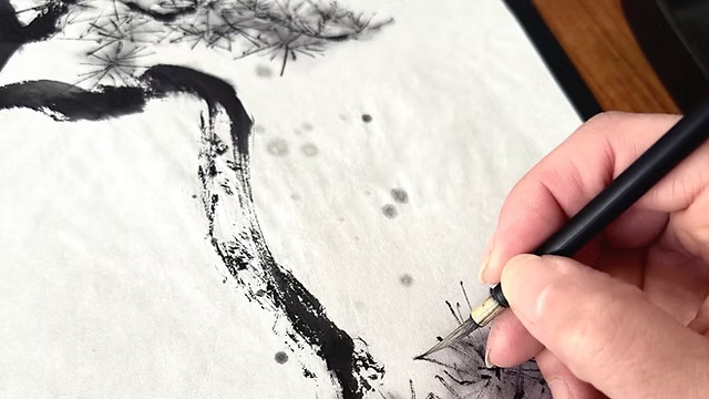 تکنیک اجرا  نقاشی جوهری ژاپنی