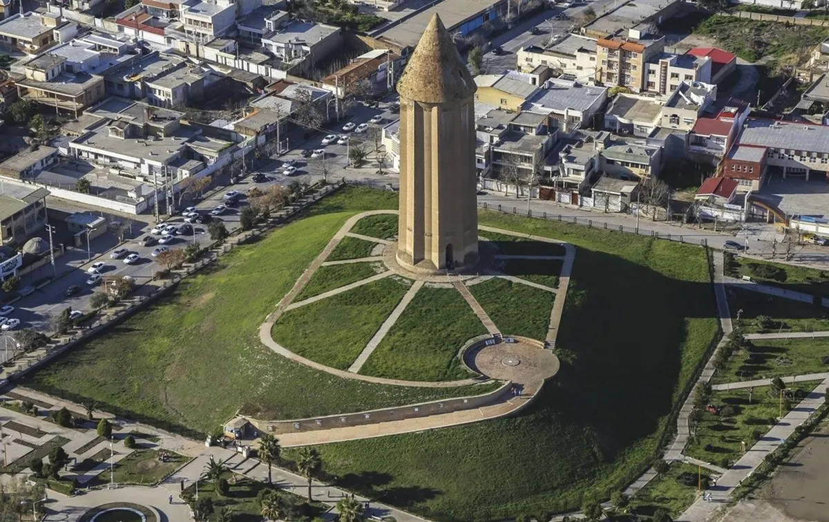 تصویر هوایی از گنبد قابوس وشمگیر در ایران