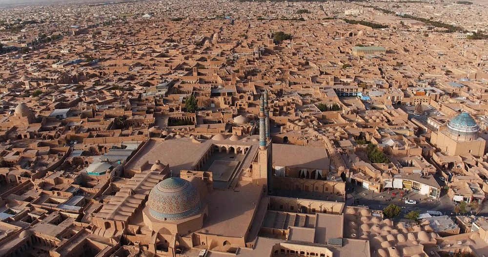 نمای هوایی از بافت قدیم شهر یزد ثبت شده در فهرست آثار میراث جهانی